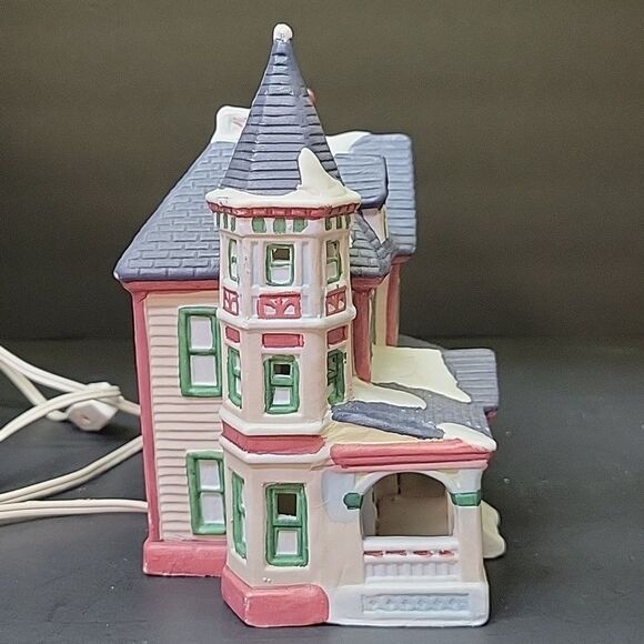 St. Nicholas Square Christmas Village Victorian Home Ceramic w/ Light & Box - Picture 7 of 8